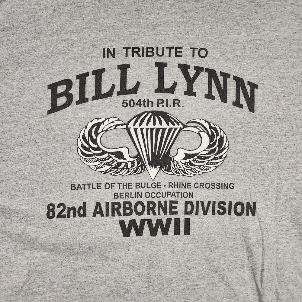 Vintage 82nd Airborne Shirt Mens XL Gray Paratrooper WWII Army Battle Of Bulge